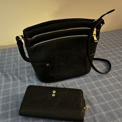 Stylish black handbag with Wallet 