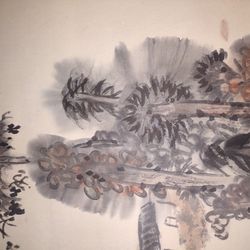 ONE OF A KIND Antique Chinese Hanging Scroll Painted By Lin Rongsheng 