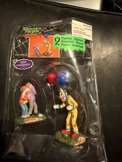 Lemax Spooky Town figures: Balloon Clown & Reaper