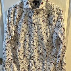 Like New Express Extra Slim Flower Pattern L/S Shirt Size Small (14 - 14 1/2)