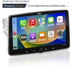 BOSS Audio Systems BCPA10 Car Stereo - Apple CarPlay, Android Auto, Single Din, 10.1 Inch Touchscreen, Bluetooth, No CD DVD Player, AM/FM Radio Receiv