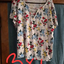 Womens Flower Blouse 3xl 