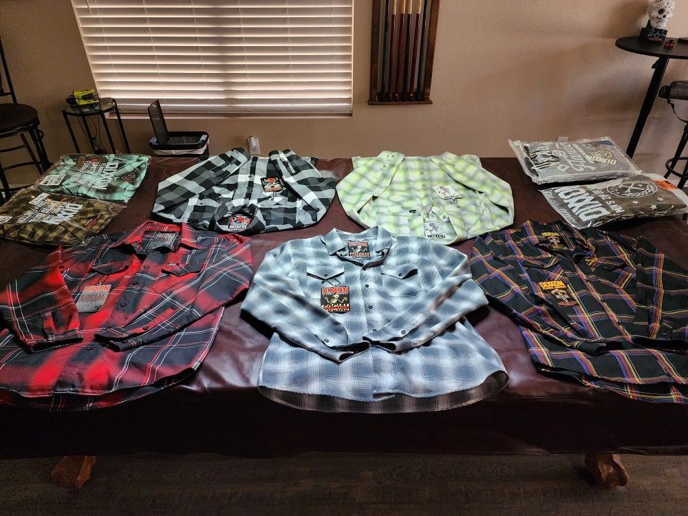 Lot Of 9 Dixxon Men's L Flannels Jackets
