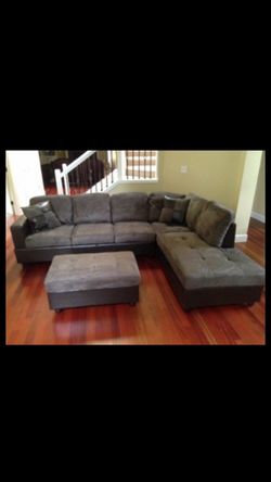 New Grey Sectional Sofa with Storage Ottoman