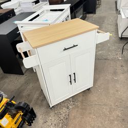 IRONCK Rolling Kitchen Island Table with Drop Leaf Storage Cabinet, Drawer, Spice Towel Rack, Kitchen Cart, for Small Place 37.2" Wide White, kc-kd-01
