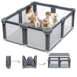 G TALECO GEAR Foldable Playpen for Babies and Toddlers, 71"x79" Portable Play Yard with Mat, Kids Collapsible Play Pen (W102)