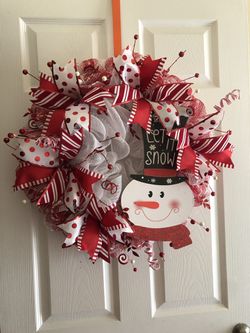 Let it snow mesh Christmas wreath/ corona para navidad 2019