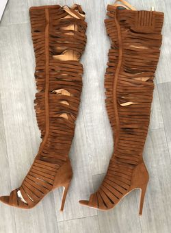 Camel suede boots