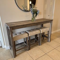 Light Tone High Table & 3 Barstools