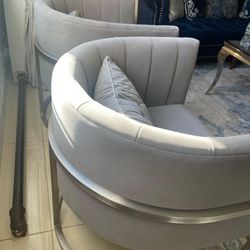 Mexiya Havana Living Room Chairs -- Modern Grey Velvet Texture