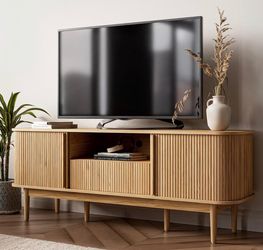Wood TV Stand with Sliding Doors