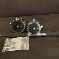Fishing Saltwater Trolling Rod 7’4” Pair With Penn  No49 OR 4/0 Power Handle 
