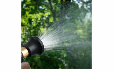 Hose Nozzle, Lichamp 2 Pack Heavy Duty Brass Fireman Style High Power Leak Proof Adjustable Garden Water Sprayer, Suitable for Car Wash, Patio Cleanin