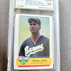 1994 Fleer ProCards Michael Jordan Birmingham Barons Rookie Baseball Card / Graded 10 - Gem Mt