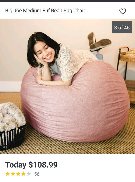 Large Bean Bag  Chair - Dusty  Pink 