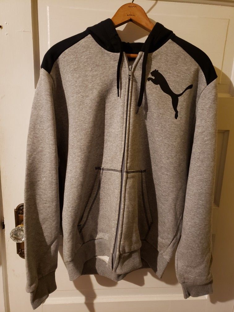 Mens grey Puma zip-up hoodie
