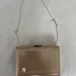 Gold Metal Mesh Evening Clutch  