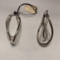 925 Silver Twisted Loop Latch Back Earrings 