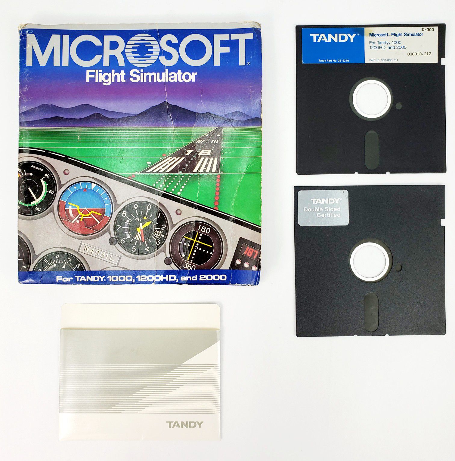 Vintage Microsoft Flight Simulator - 5.25" Floppy Disks, Manual etc. - IBM PC Tandy