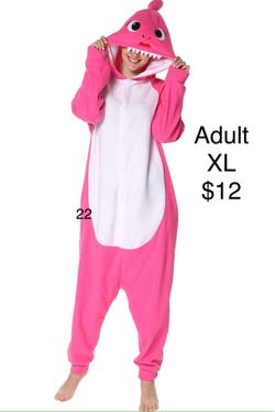 Pink Baby Shark Adult Costume Onsie Pj XL / Disfraz de Tiburon Rosa Adulto XL