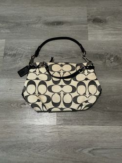 Vintage 2010 Coach Women’s Signature Op Art Convertible Hobo Creme/Black Shoulder Bag 14823