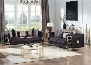 BLACK VELVET SOFA AND LOVESEAT