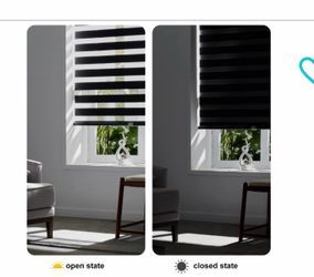 New Persilux Cordless Zebra Blinds for Windows (58" W X 72" H, Black) Free-Stop Roller Windows Shades Dual Layer Light Control for Day and Night, Ligh