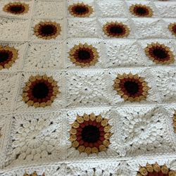 Handmade Crochet Sunflower Blanket
