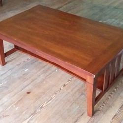 Cherry Wood Coffee Table With Lower Storage Shelf. Cocktail Table