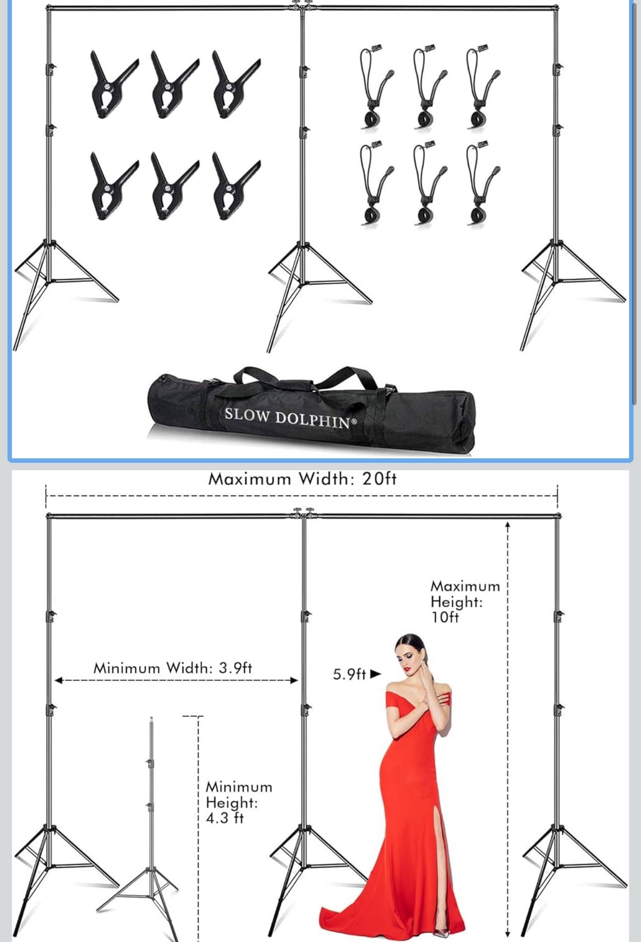 Photo Video Studio 20ft (Wide) x 10ft (Tall) Heavy Duty Adjustable