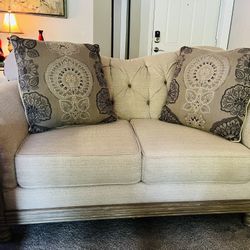 Ashley Furniture Tufted Loveseat & Sofa Set. Excellent Condition 