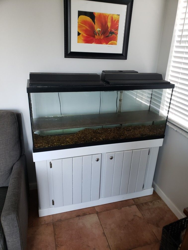 Fish Tank (50-55 Gal.), Stand, Filter, And Gravel