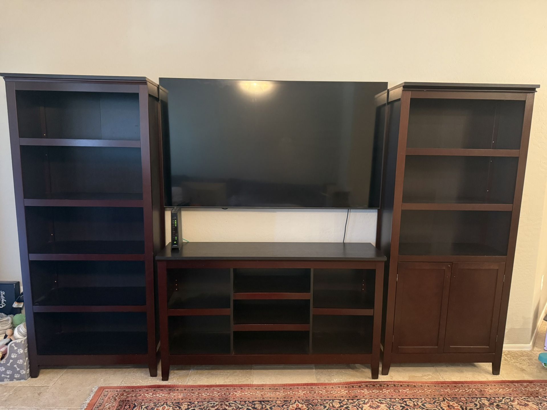 Bookshelves + TV entertainment center