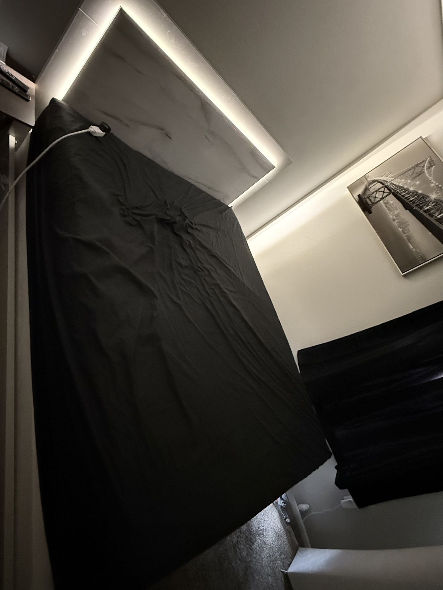 Queen Size Grey Bed Frame + Mattress