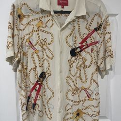 Supreme Bolt Cutter Gold Chain Button Down Shirt Medium 