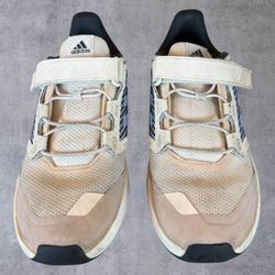 adidas Terrex Trailmaker Kids Hiking Shoes Size 2 US HQ5812 Tan Beige Blue 