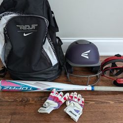 Youth Softball Set Bat, Helmet, Mask, Bag and Gloves