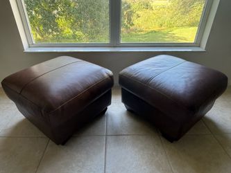 2 Soft Line Italia Capri Whiskey Leather Ottoman Bench – Excellent Condition