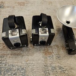 Two Vintage Brownie Hawkeye Camera Flash Modle By Kodak. 