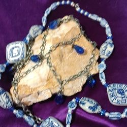 Blue China Like Beads paired with 2nd Chain