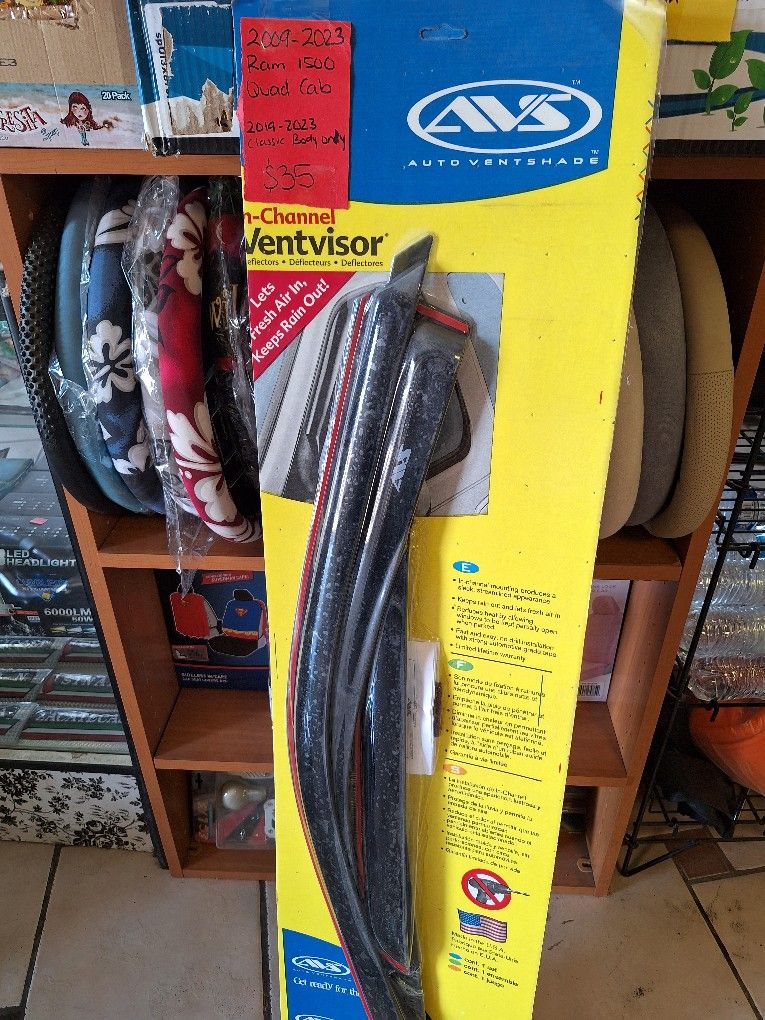 in-Channel Ventvisor/Rain Guards | Fits 2009-2023 Ram 1500 (19-23 Classic Body Only), Quad Cab- Smoke, 4 pcs.
Brand new 
$35 price firm 
Hablo Españo