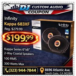 Infinity Kappa 683XF Car Speakers 1 Set 6"x8" 2-Way Coaxial Speaker System 300 Watts 🚨 Payment Options Available 🚨 No Credit Needed 🚨 
