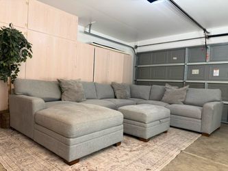 Gray modern sectional + ottoman- free delivery