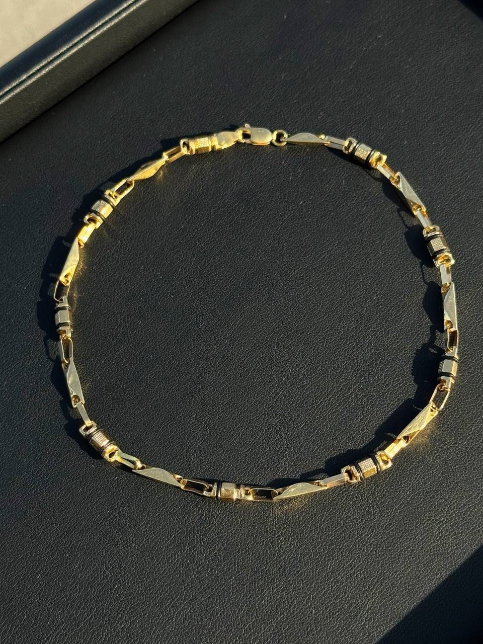 18k yellow gold black lines anklet bracelet 11.5 inch
