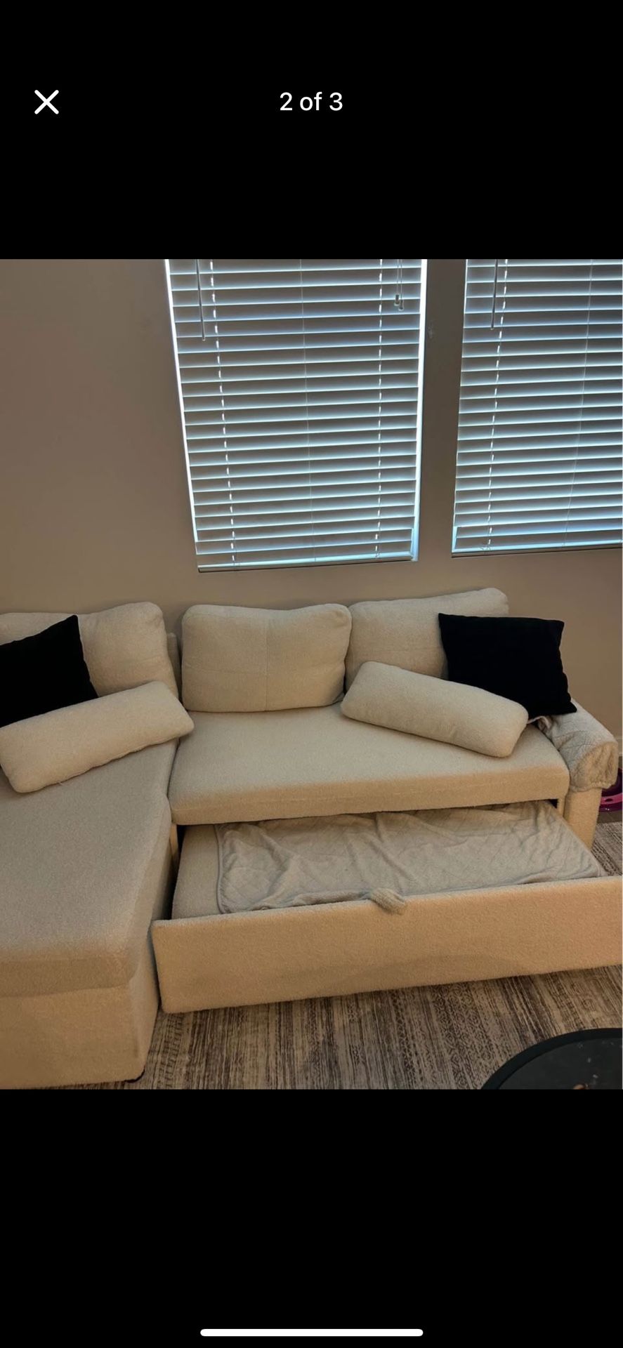 Sleeper Sofa With Storage Chaise- White