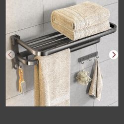 24 Inch Towel Rack And Hooks NEW