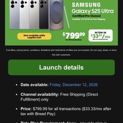 Galaxy s25 ultra $800