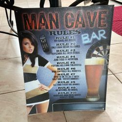 Man Cave Rules Metal Bar Sign
