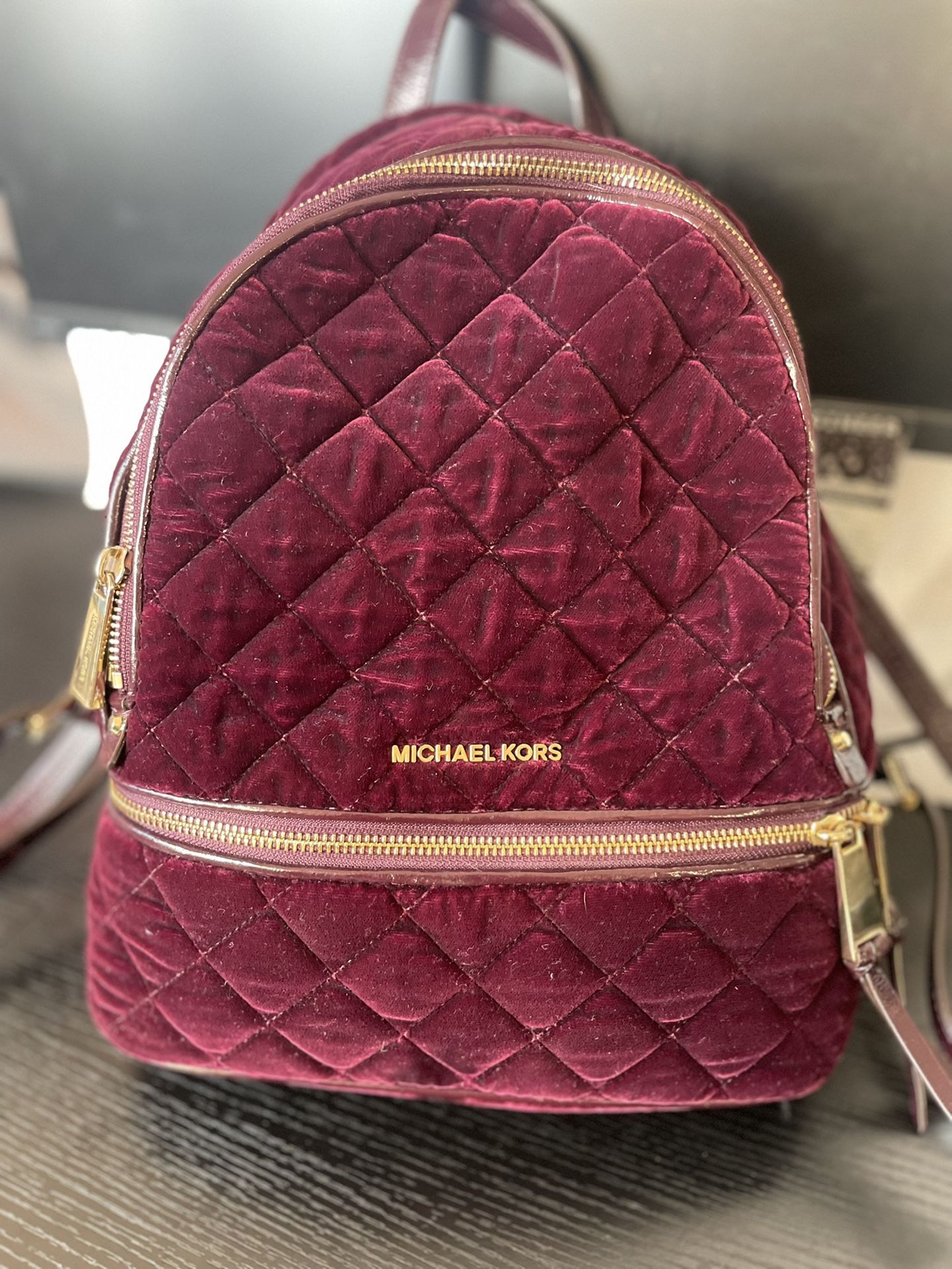 Burgundy Velvet Michael Kors Backpack Purse - www.tita.cl
