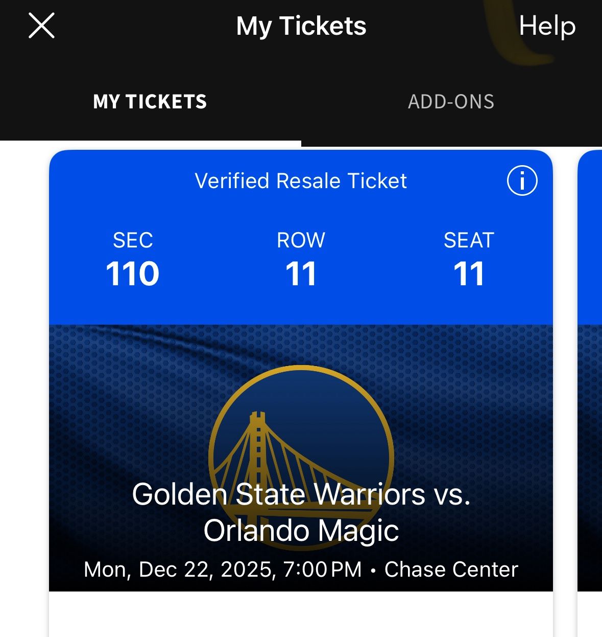 Golden State Warriors Vs Magic section110